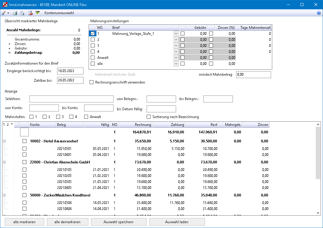 Rechnungswesen f�r Unternehmen - Finanzbuchhaltung - Mahnwesen - �bersicht