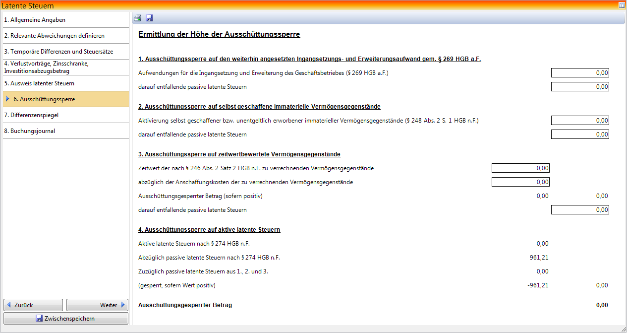 Rechnungswesen f�r Unternehmen - Rechnungswesen - Jahresabschluss - Latente - Steuern - Aussch�ttungssperre