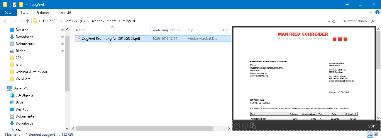 Rechnungswesen f�r Unternehmen - Finanzbuchhaltung - Zugferd - Dokument - hinzuf�gen