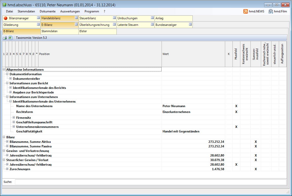 Rechnungswesen f�r Unternehmen - Rechnungswesen - Jahresabschluss - E-Bilanz - �bersicht