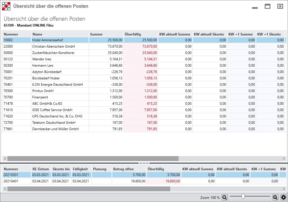 Rechnungswesen f�r Unternehmen - Finanzbuchhaltung - Offene Posten  - F�lligkeiten
