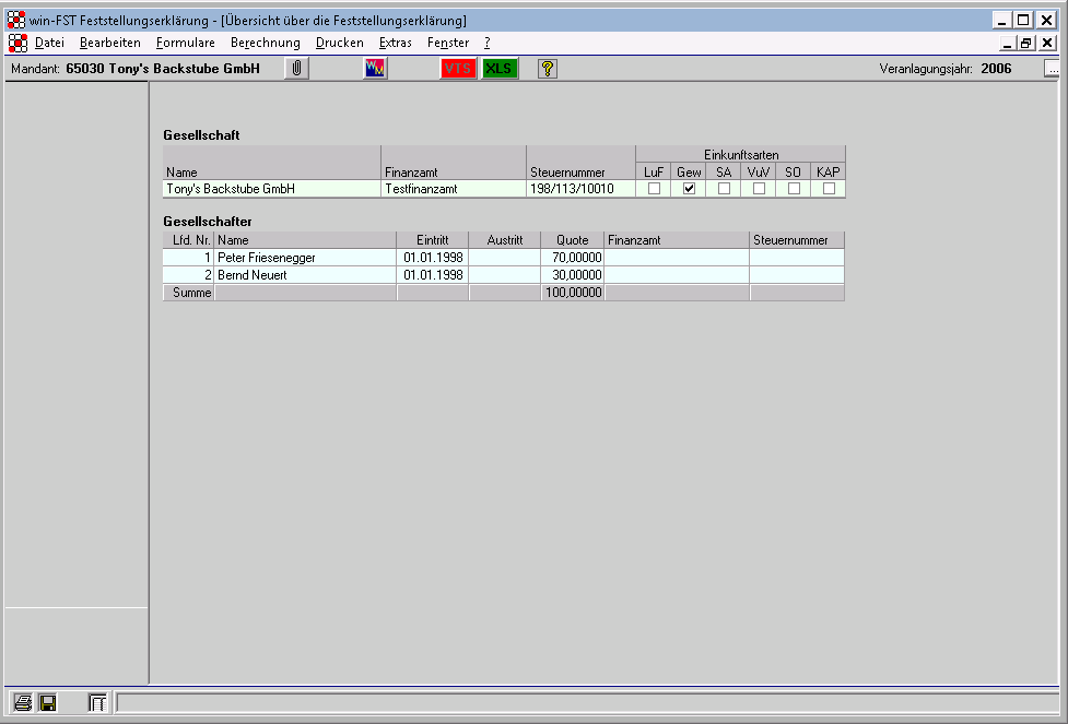 Steuern f�r Unternehmen - Steuern - Festellungserkl�rung - Dialogeingabe