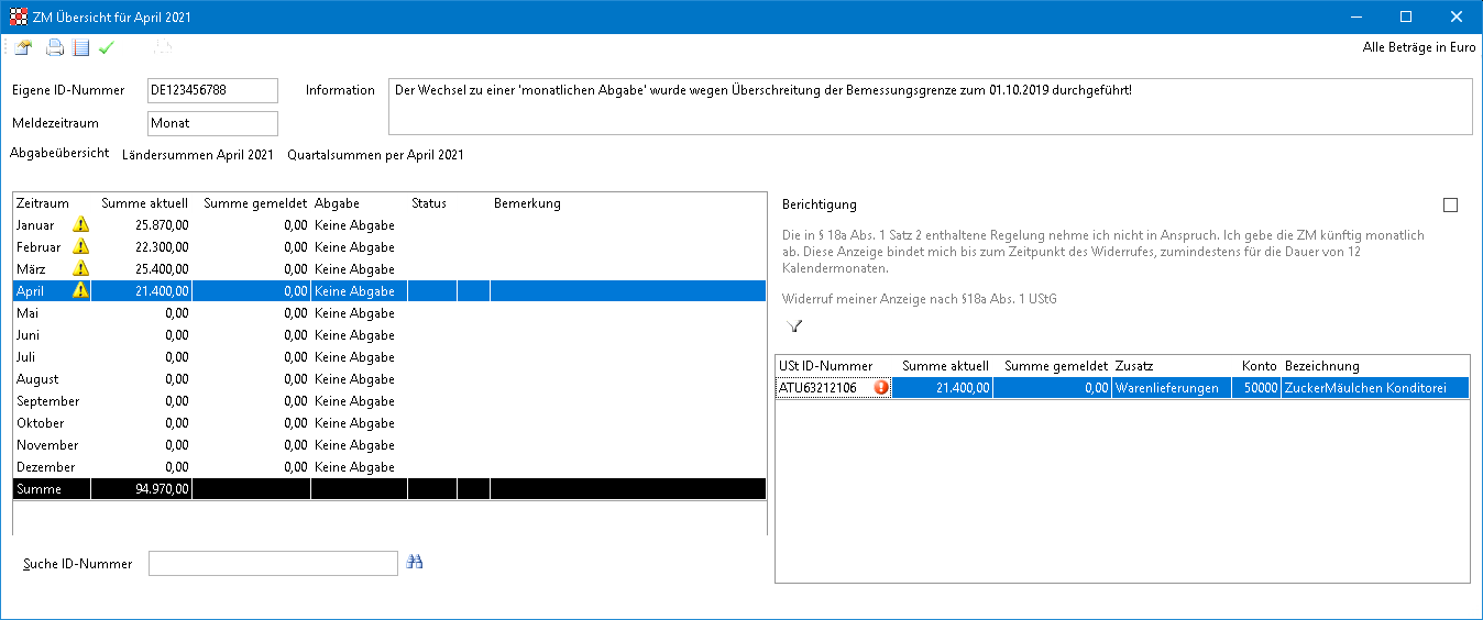 Rechnungswesen f�r Unternehmen - Finanzbuchhaltung - Kontrolle - UStID Pr�fung - Ansicht