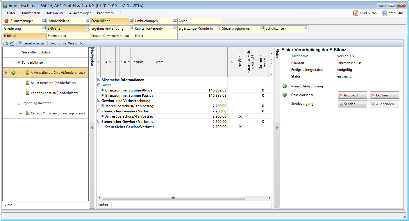 Rechnungswesen f�r Unternehmen - Rechnungswesen - Jahresabschluss - Sonderbilanz - Erg�nzungsbilanz - E-Bilanz