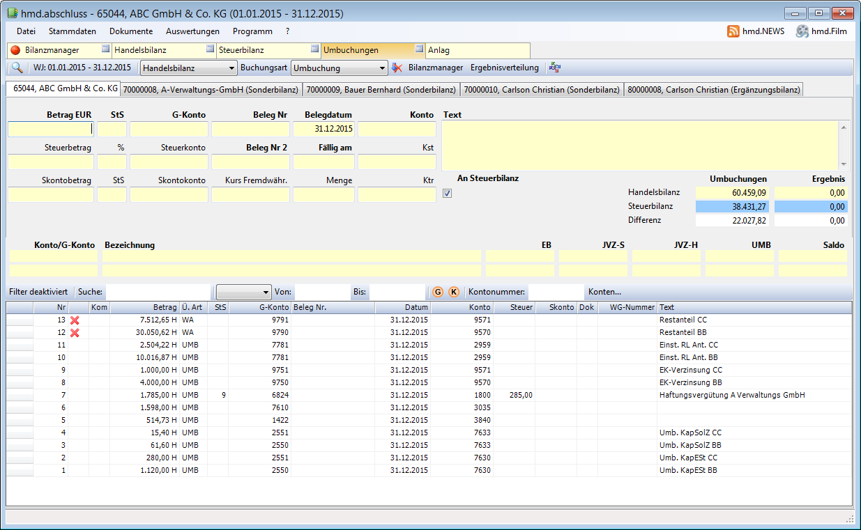 Rechnungswesen f�r Unternehmen - Rechnungswesen - Jahresabschluss - Sonderbilanz - Erg�nzungsbilanz - �bersicht