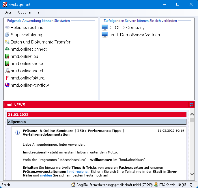 Onlinel�sung f�r Unternehmen - Rechnungswesen - Onlineprogrammauswahl - Fernzugriff