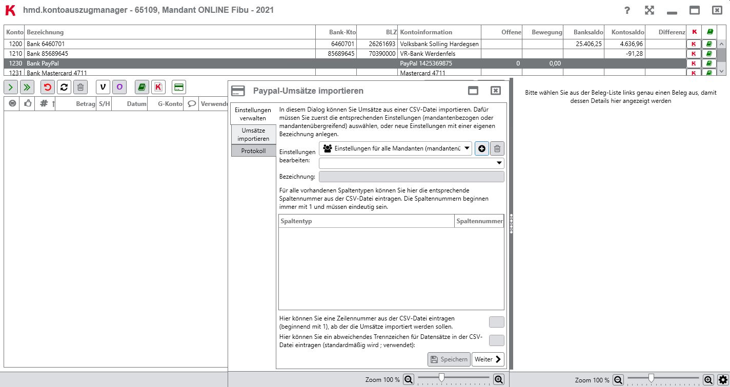 Rechnungswesen f�r Unternehmen - Finanzbuchhaltung - Kontoauszugsmanager - PayPalums�tze