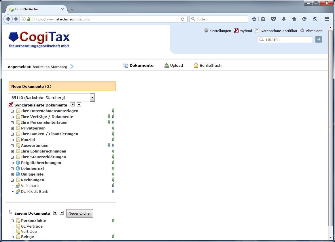 Cloudl�sungen f�r Unternehmen - Unternehmensl�sungen - Rechnungswesen - Netarchiv - Ansicht